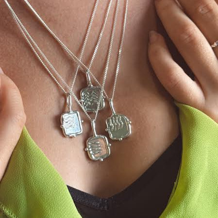 all four element zodiac necklaces handmade all in solid sterling silver