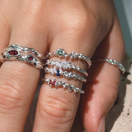 all our element stack rings in sterling silver