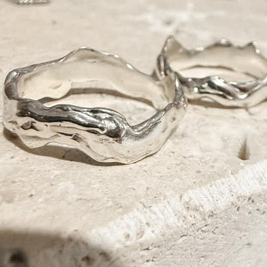 silver molten rings