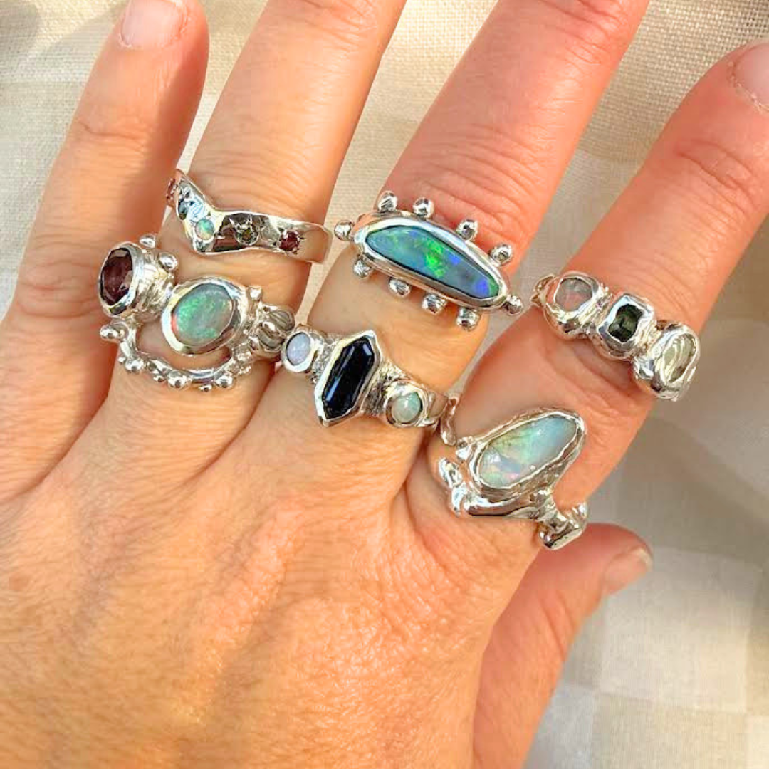 Sapphire opal ring