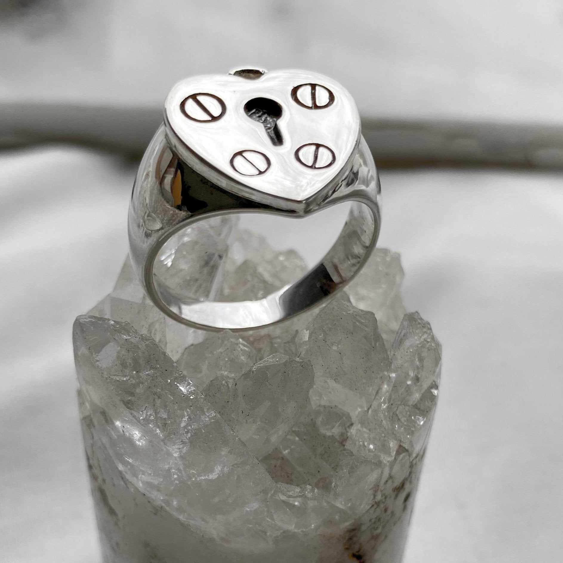 925 Sterling Crying Heart Ring Gold Love Lock Ring – J-Line Designs