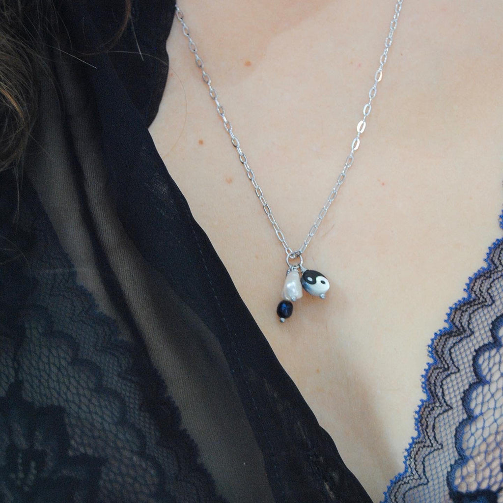 Yin & Yang Charm necklace- Silver