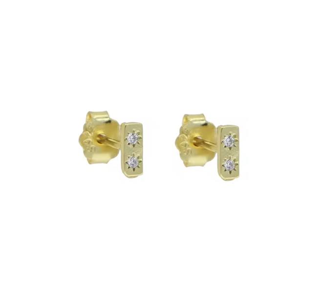 Mini Starline Bar Studs- Gold