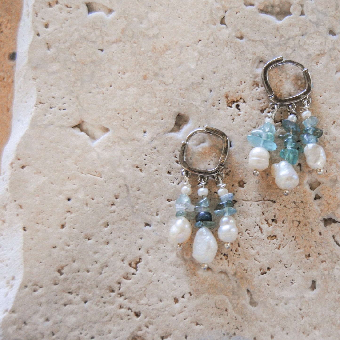 Crystal Pearl earrings- Apetite crystals- silver