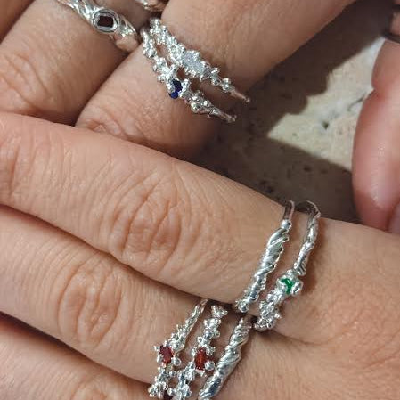 all element stack rings in sterling silver