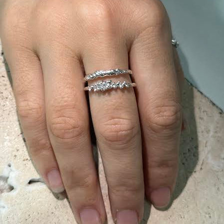 air elment stack ring in sterling silver