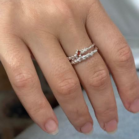 fire element stackring stacked with our element plain ring
