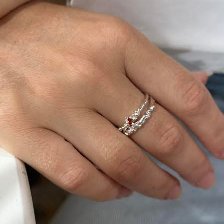 our fire element stack ring in silver
