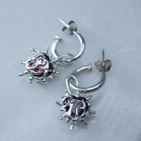 jlinedesigns-jewellery-handmade-silver-earrings-hoops-burnformeearrings-flamejewellery-heartjewellery-goldcoast-lostwax-jewelleryworkshops-uniqueearrings-redheart