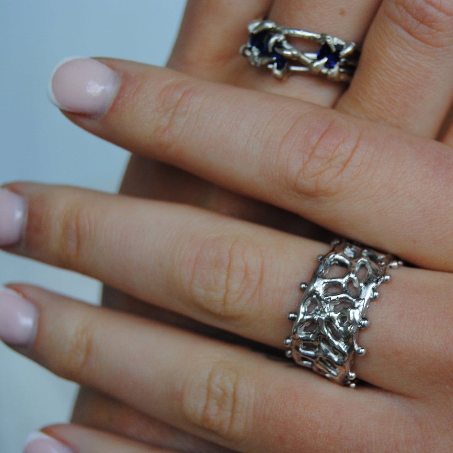 Silver lace ring