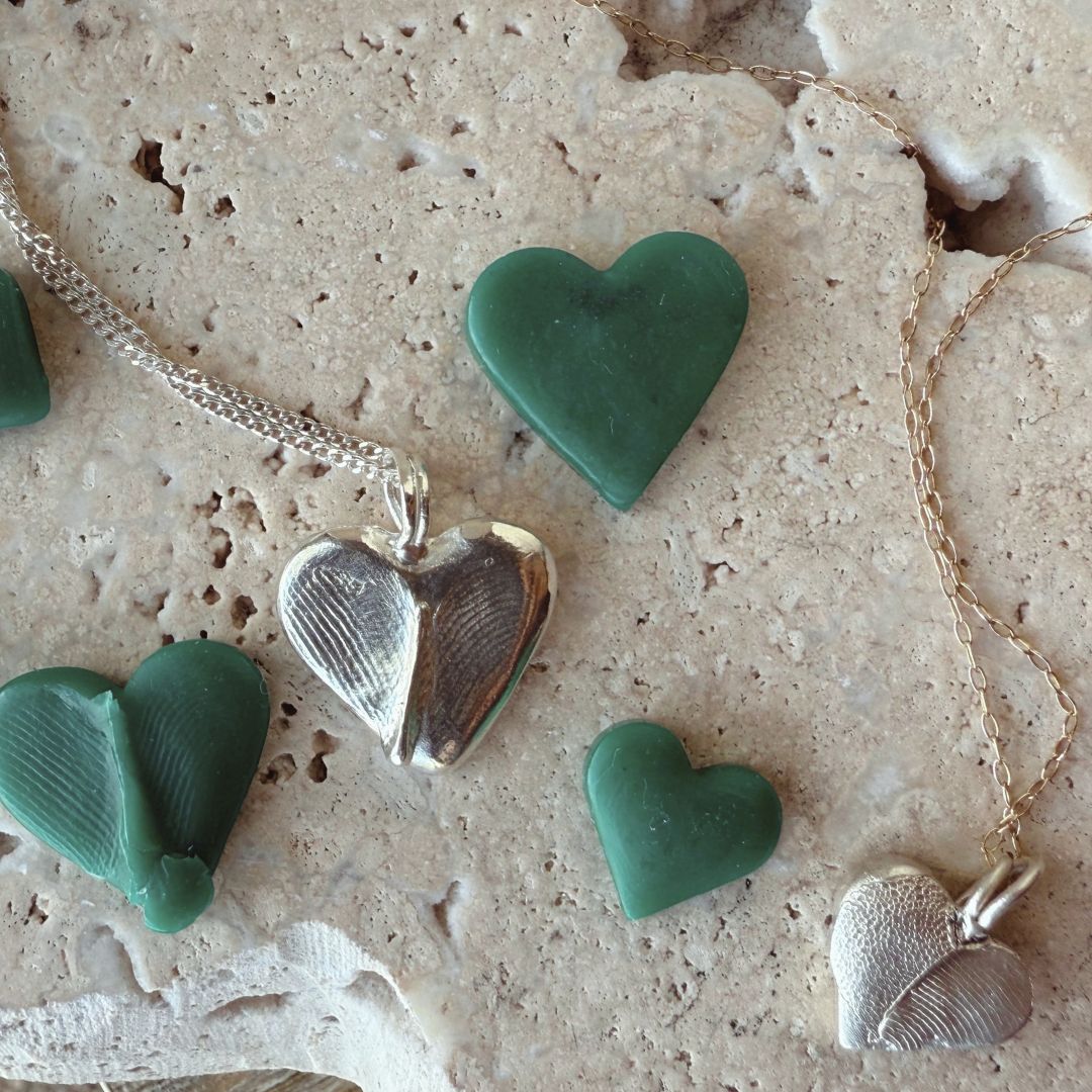 heart shaped imprint pendants and wax moulds