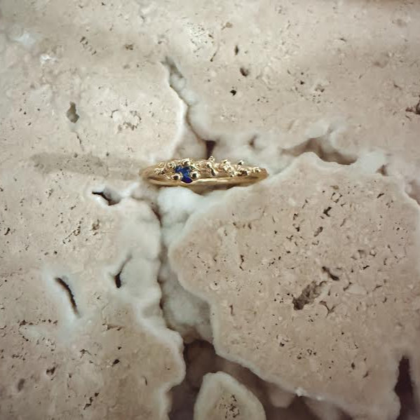 solid gold stack ring with sapphire