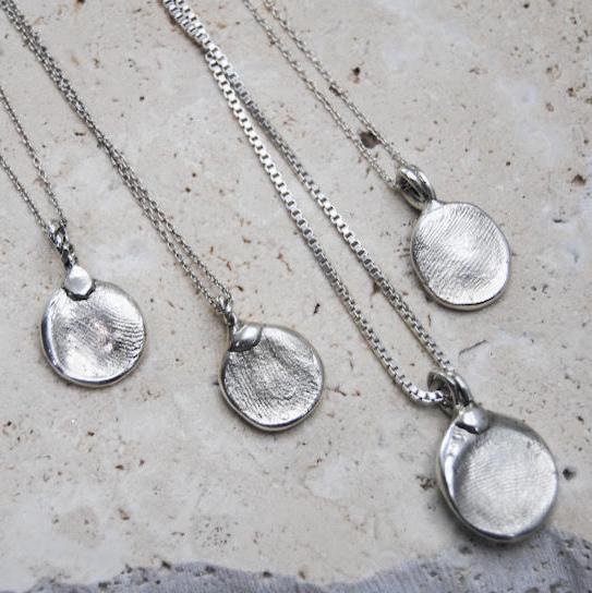 Fingerprint Pendant-Sterling silver- Fingerprint Impression Kit + Necklace