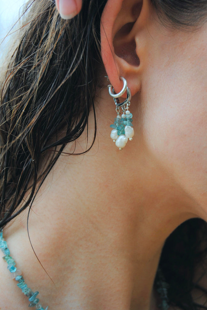 Crystal Pearl earrings- Apetite crystals- silver