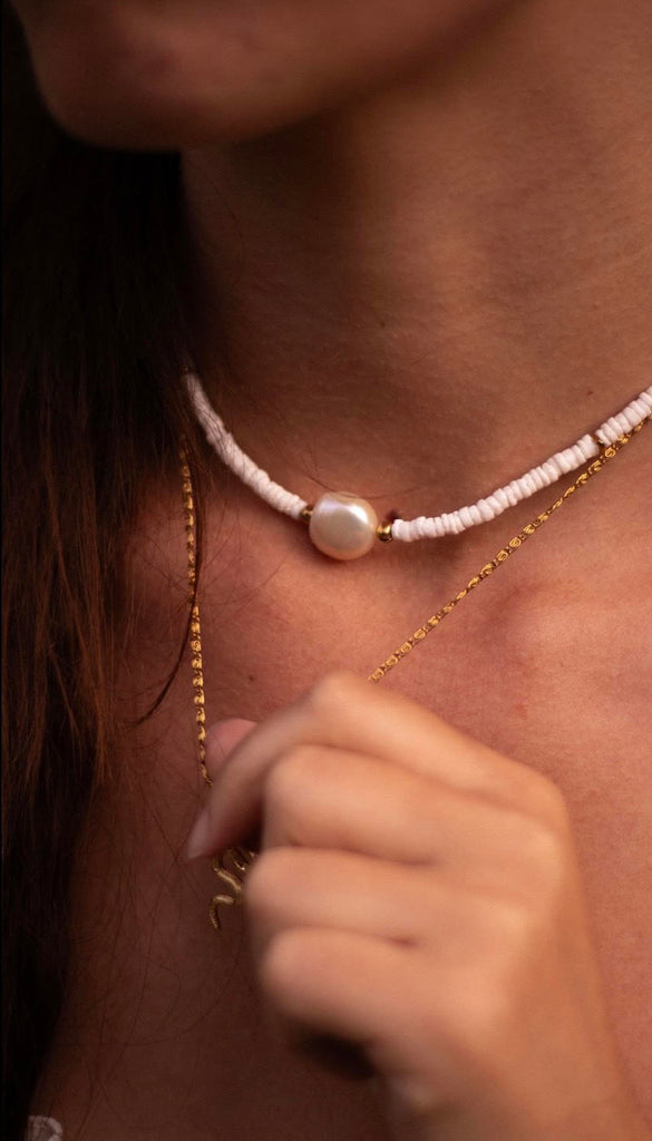 Pearl Crystal Necklace - Amethyst