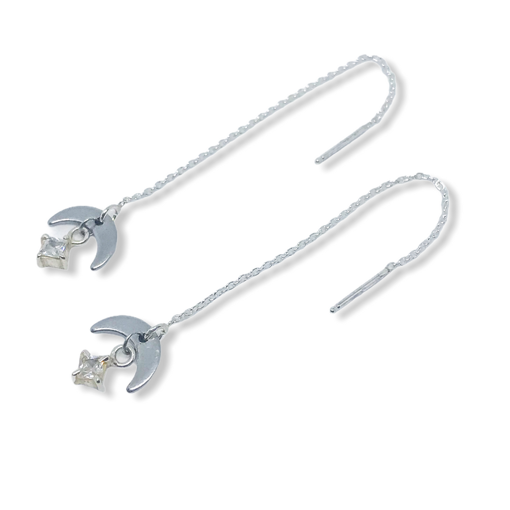 Starlet Drop thread Earrings-Silver